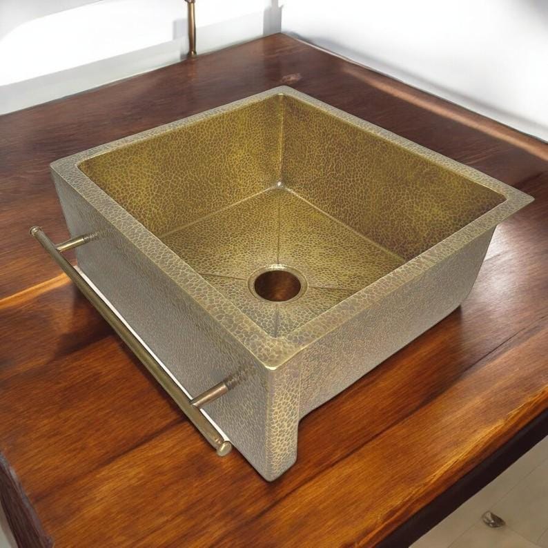Handcrafted Unlacquered Brass Farmhouse Sink
