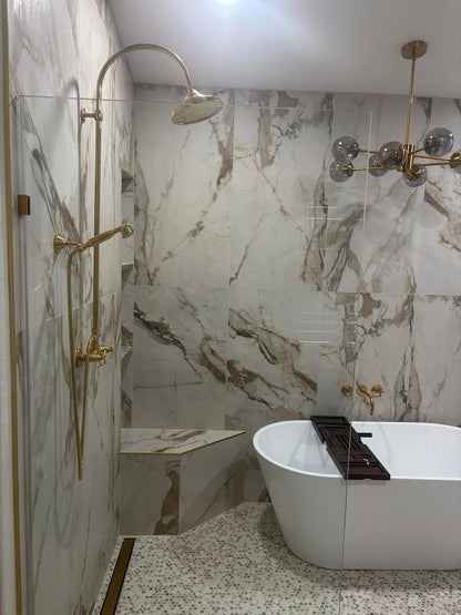 Luxury Unlacquered Brass Shower System – Exposed Wall-Mount