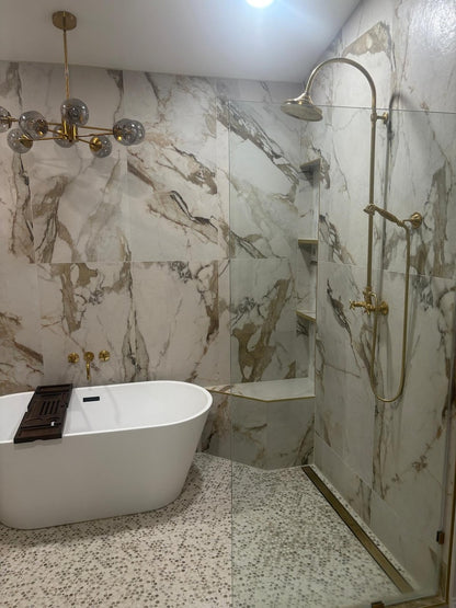 Luxury Unlacquered Brass Shower System – Exposed Wall-Mount