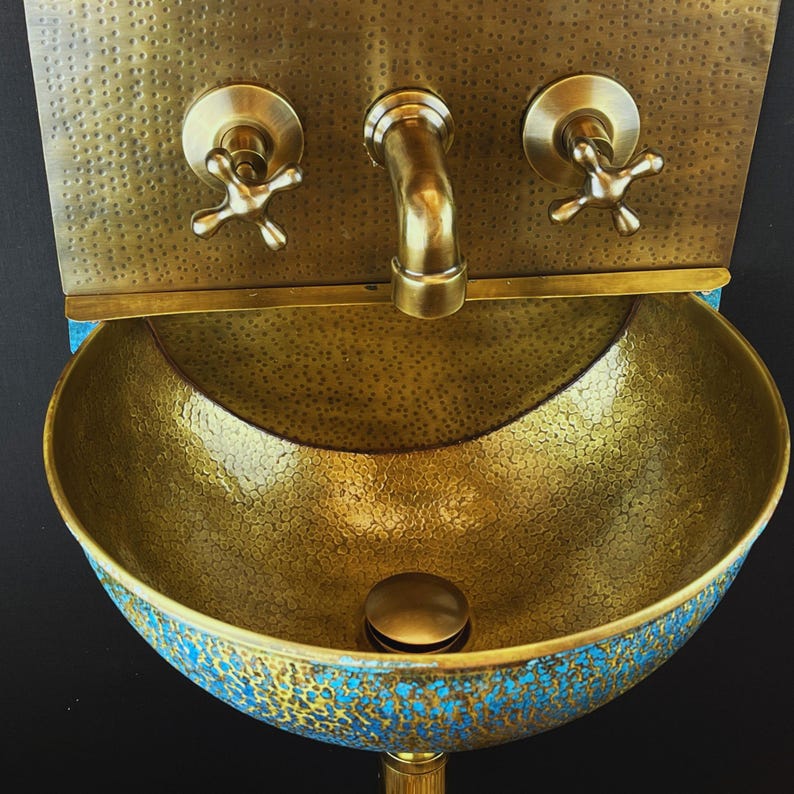 Green Patina Brass Wall Mount Sink