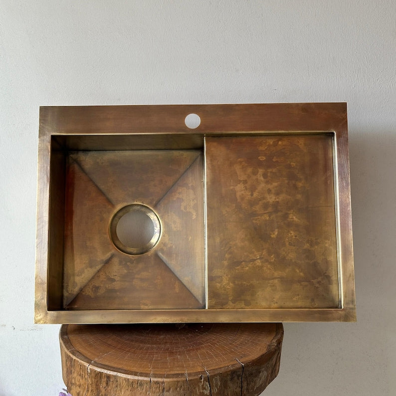 Unlacquered Brass Single-Bowl Kitchen Sink