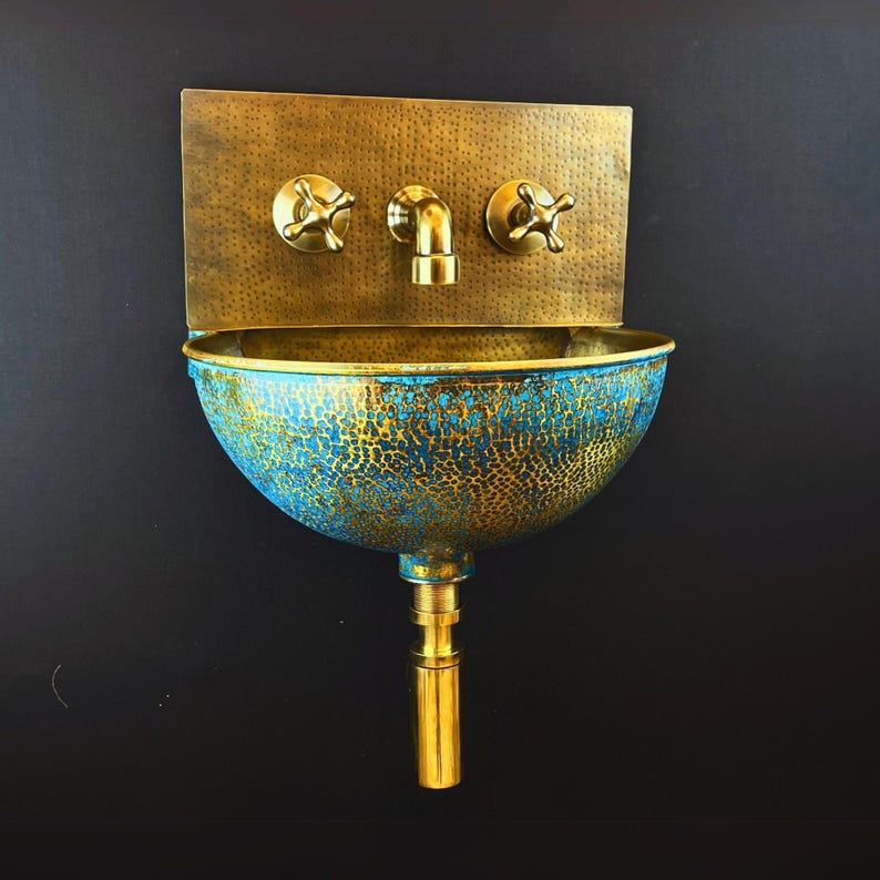 Green Patina Brass Wall Mount Sink