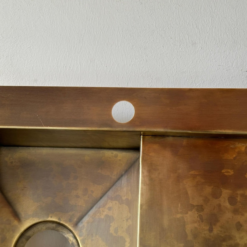 Unlacquered Brass Single-Bowl Kitchen Sink