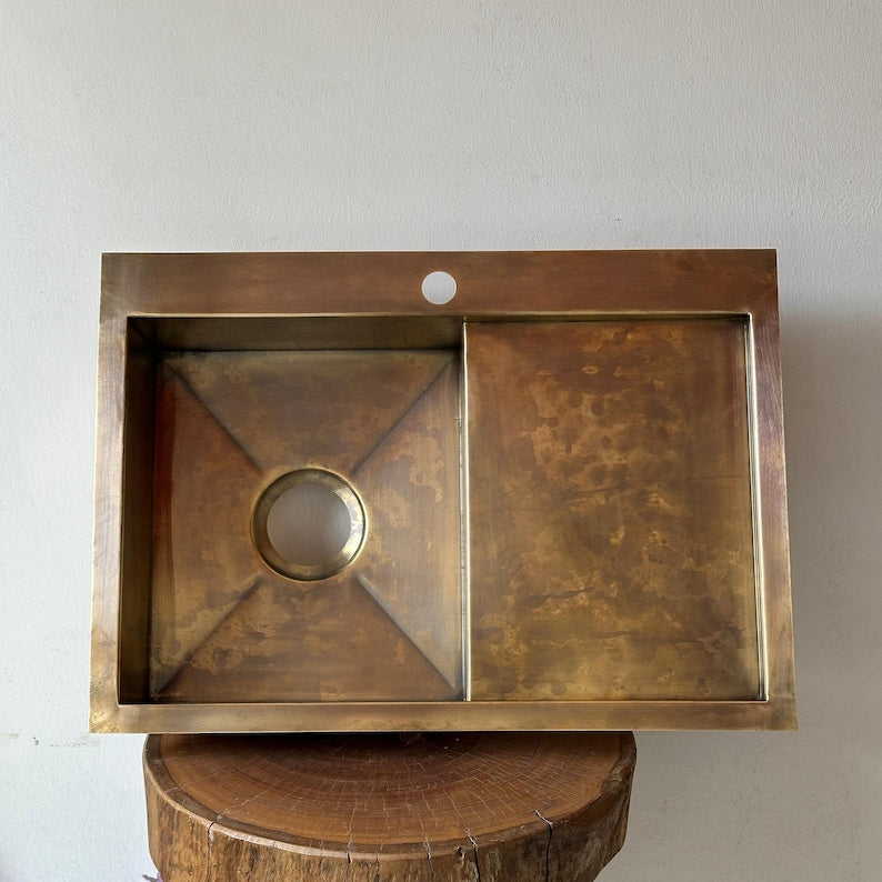 Unlacquered Brass Single-Bowl Kitchen Sink