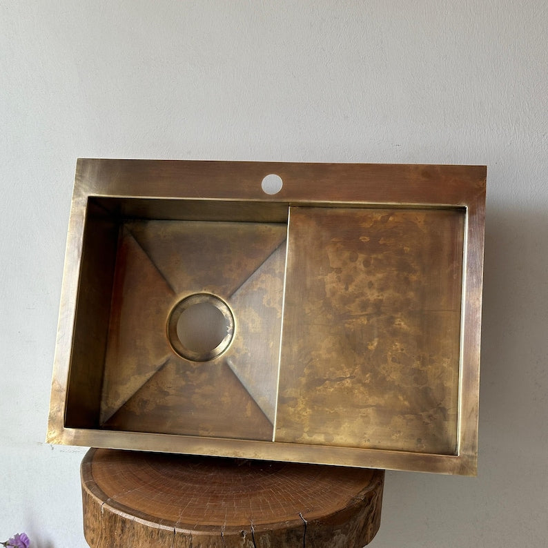Unlacquered Brass Single-Bowl Kitchen Sink