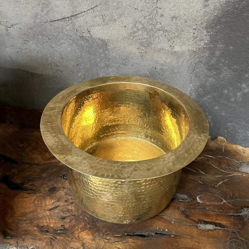 Artisan Hammered Brass Undermount Vessel Sink