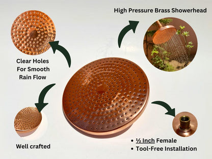 Handcrafted Unlacquered Brass Rain Shower Head