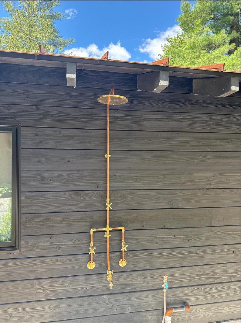 Exquisite Handcrafted Unlacquered Copper Outdoor Shower System