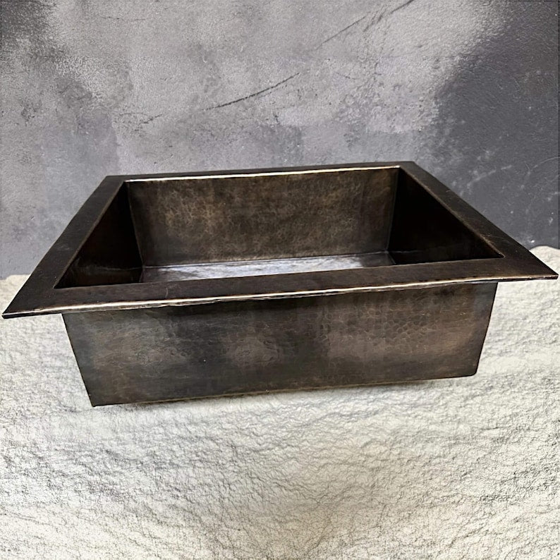 Hammered Dark Antique Copper Undermount Kitchen Sink