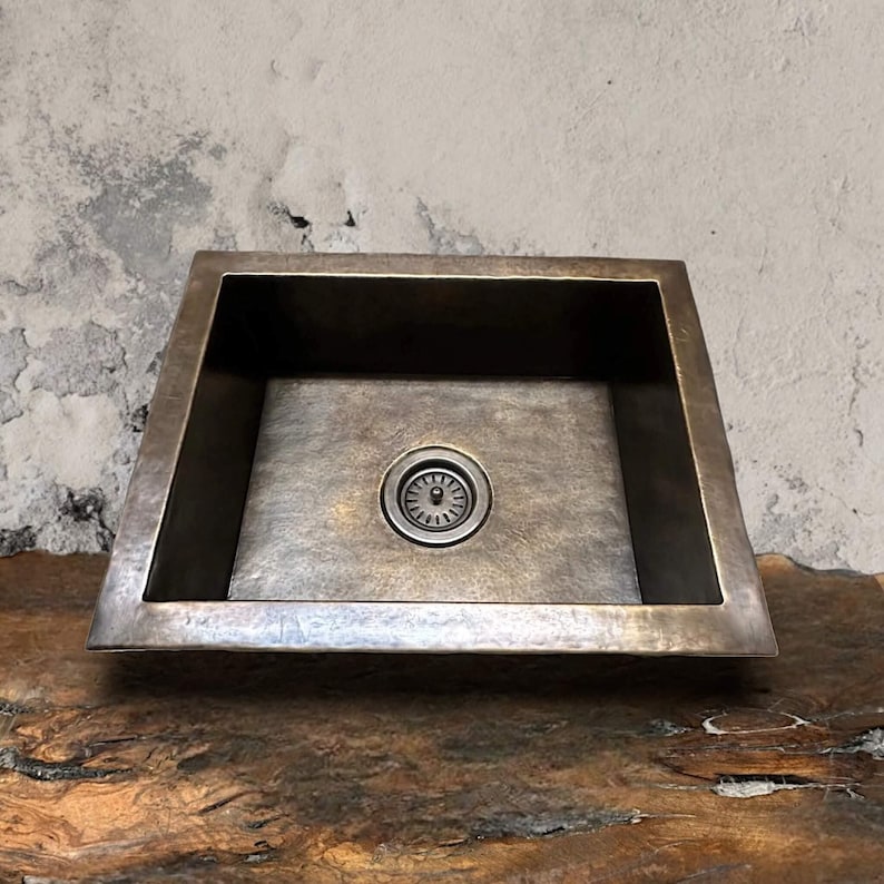 Hammered Dark Antique Copper Undermount Kitchen Sink