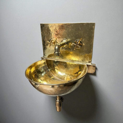 Wall-Mounted Brass Half-Moon Sink & Faucet Set