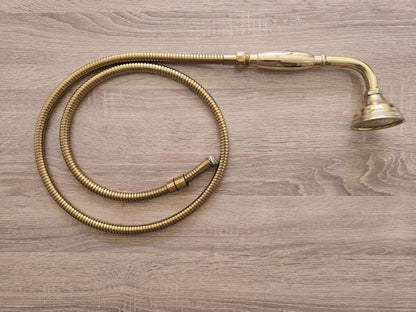 Engraved Unlacquered Brass Wall-Mount Shower Set