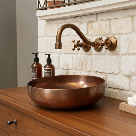 Antique Copper Wall-Mounted Bridge Faucet