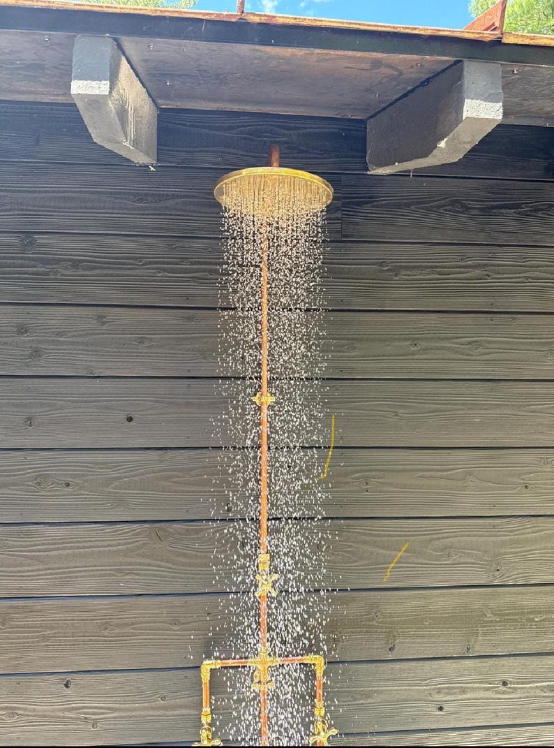 Exquisite Handcrafted Unlacquered Copper Outdoor Shower System