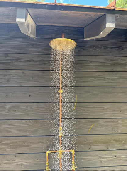 Exquisite Handcrafted Unlacquered Copper Outdoor Shower System