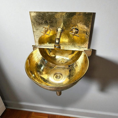 Wall-Mounted Brass Half-Moon Sink & Faucet Set