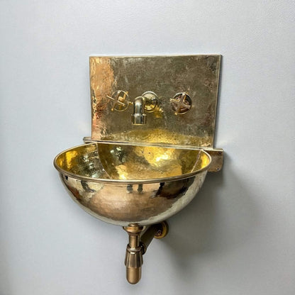 Wall-Mounted Brass Half-Moon Sink & Faucet Set