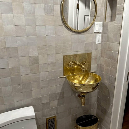Wall-Mounted Brass Half-Moon Sink & Faucet Set