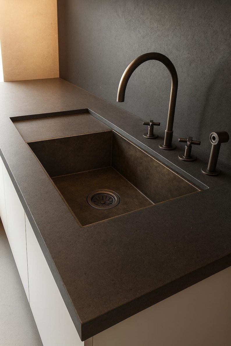 Smooth Bronze Workstation Kitchen Sink