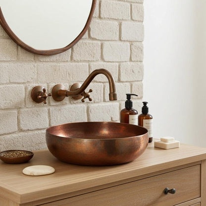 Antique Copper Wall-Mounted Bridge Faucet