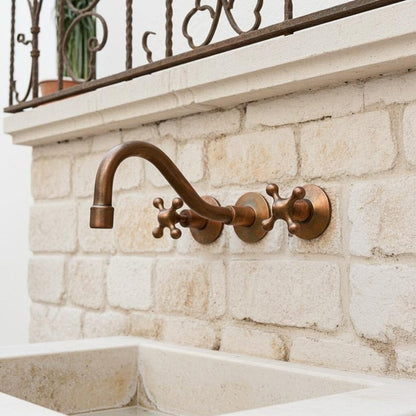 Antique Copper Wall-Mounted Bridge Faucet