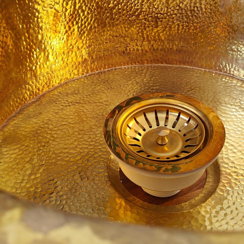 Hammered Brass Deep Round Basin