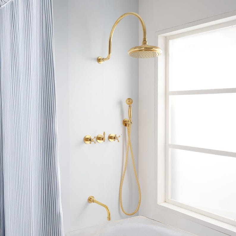 Artisan Unlacquered Brass Shower Collection