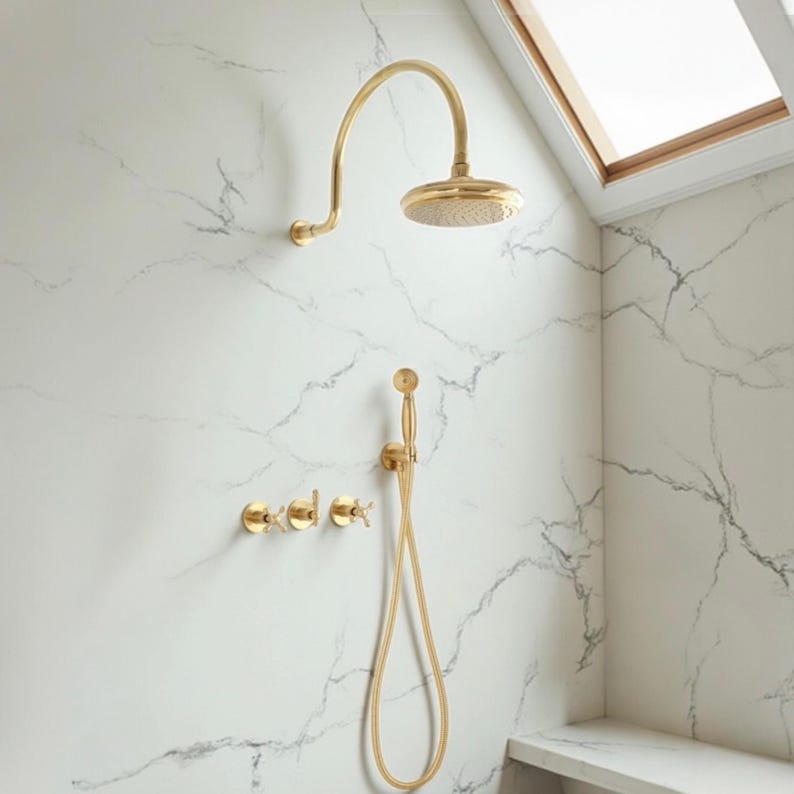 Artisan Unlacquered Brass Shower Collection