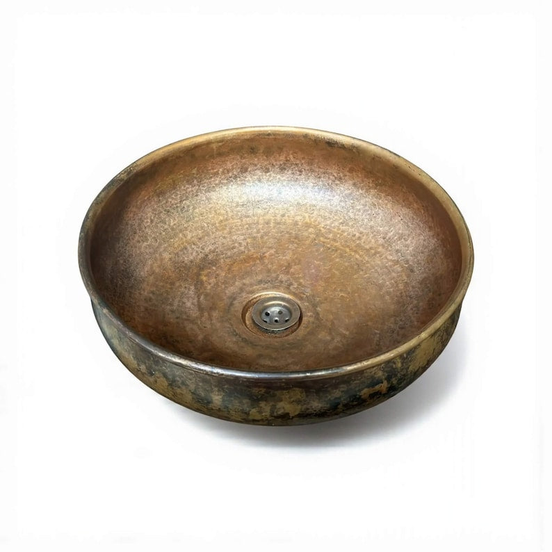 Shallow Antique Copper Vessel Sink