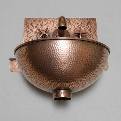 Hand-Hammered Moroccan Copper Wall-Mount Sink with Textured Backsplash