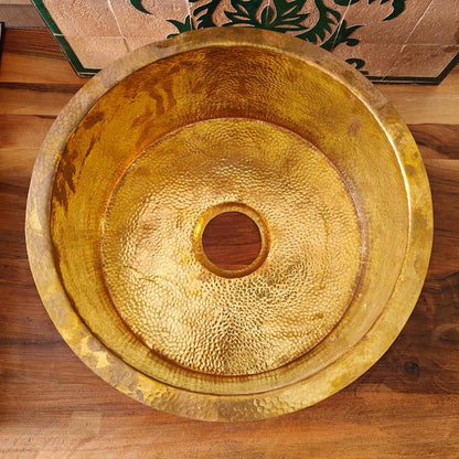 Hammered Brass Deep Round Basin