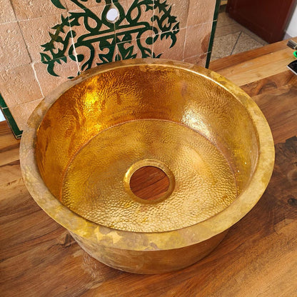 Hammered Brass Deep Round Basin