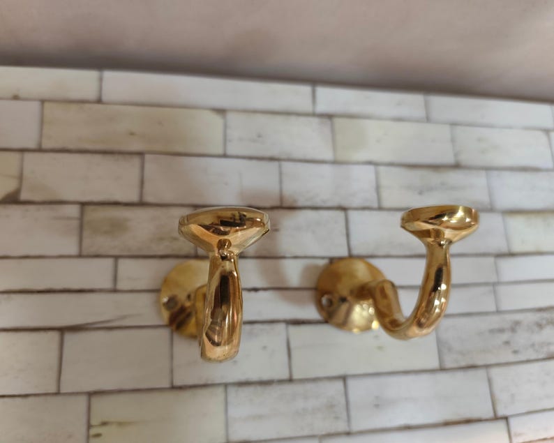 Unlacquered Brass Coat & Towel Hooks