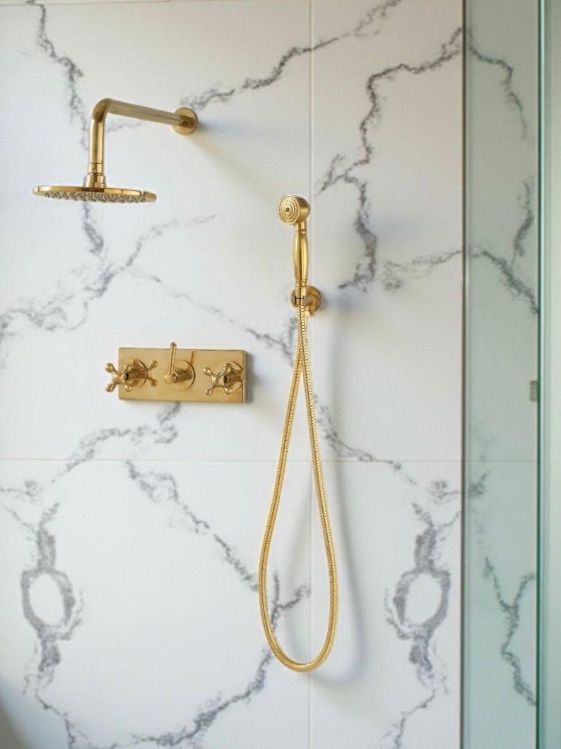 Modern Gold Concealed Rainfall Shower System