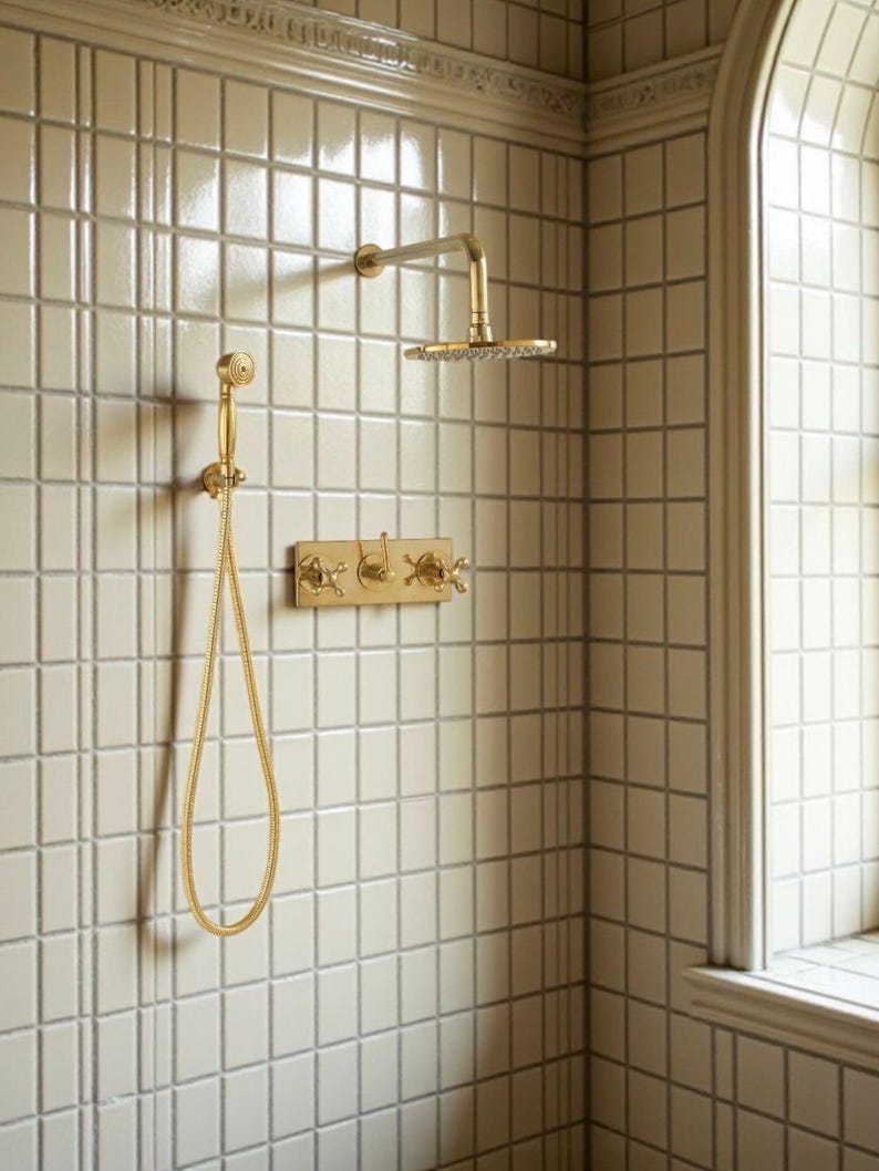 Modern Gold Concealed Rainfall Shower System