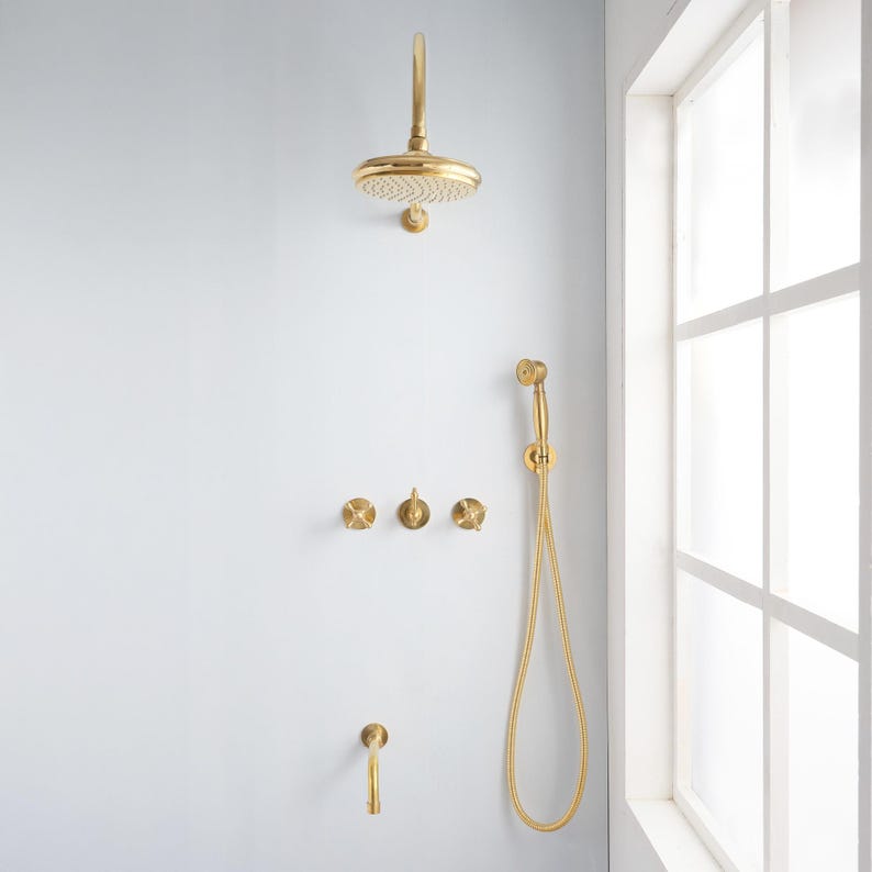 Artisan Unlacquered Brass Shower Collection