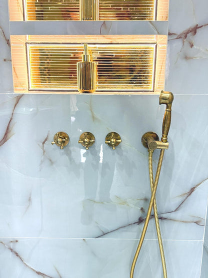 Handcrafted Unlacquered Brass Rain Shower Head