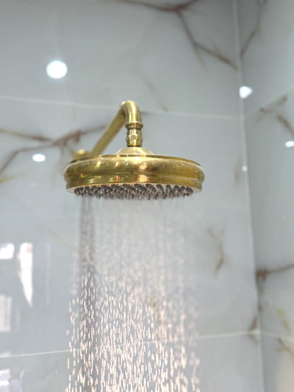 Handcrafted Unlacquered Brass Rain Shower Head