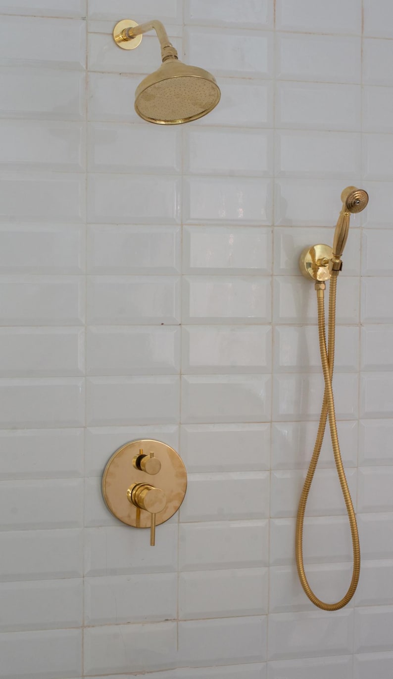 Luxury Minimalist Unlacquered Brass Shower System