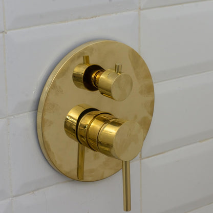 Luxury Minimalist Unlacquered Brass Shower System