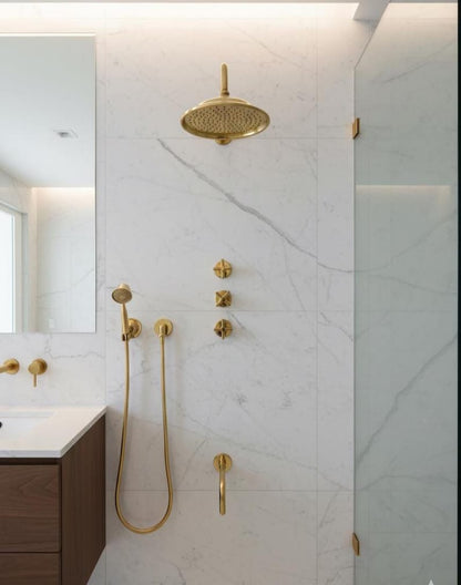 Handcrafted Solid Brass Shower Head – Unlacquered Brass Fixture