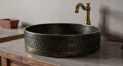 Industrial Aged Brass Vessel Sink