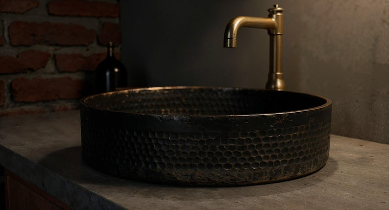 Industrial Aged Brass Vessel Sink