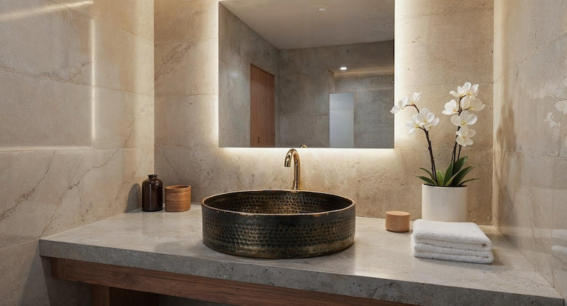Industrial Aged Brass Vessel Sink