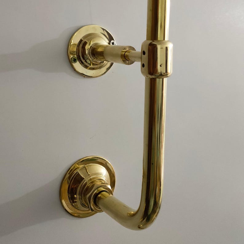 Artisan Unlacquered Brass Shower System with Curved Gooseneck Arm