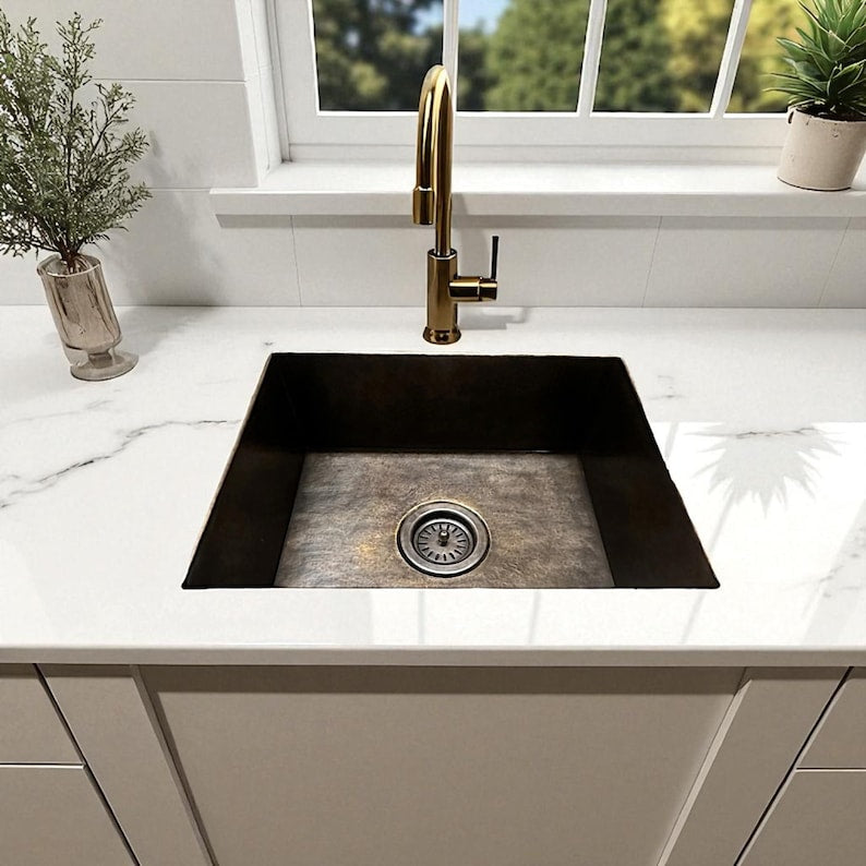 Hammered Dark Antique Copper Undermount Kitchen Sink