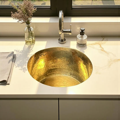 Artisan Hammered Brass Undermount Vessel Sink
