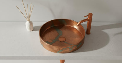 Copper Vessel Sink with Emerald Veining