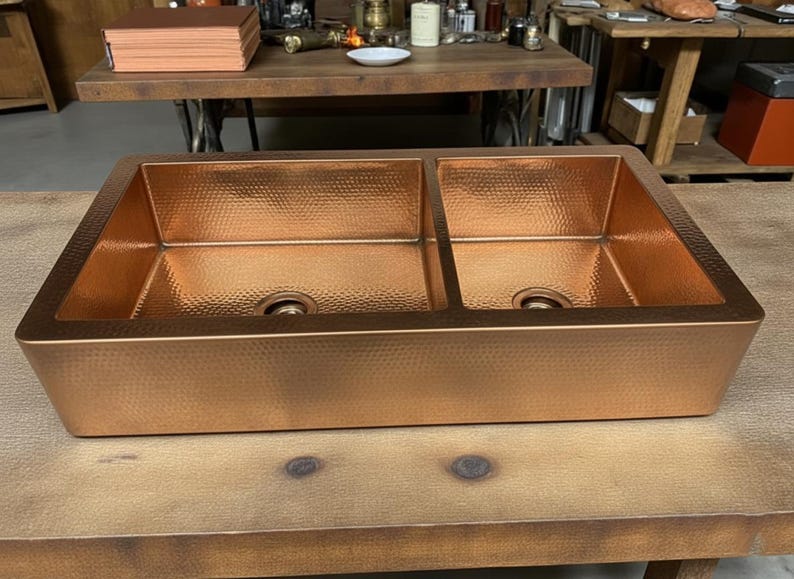 Modern Matte Brass Apron-Front Sink in Brushed Gold