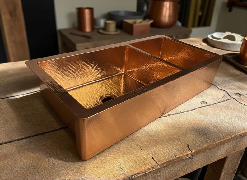 Modern Matte Brass Apron-Front Sink in Brushed Gold